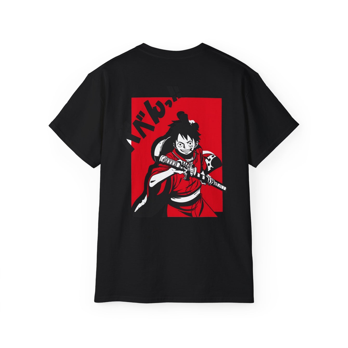 Samurai Anime Graphic Tee | Character Illustration, Red Black Panel