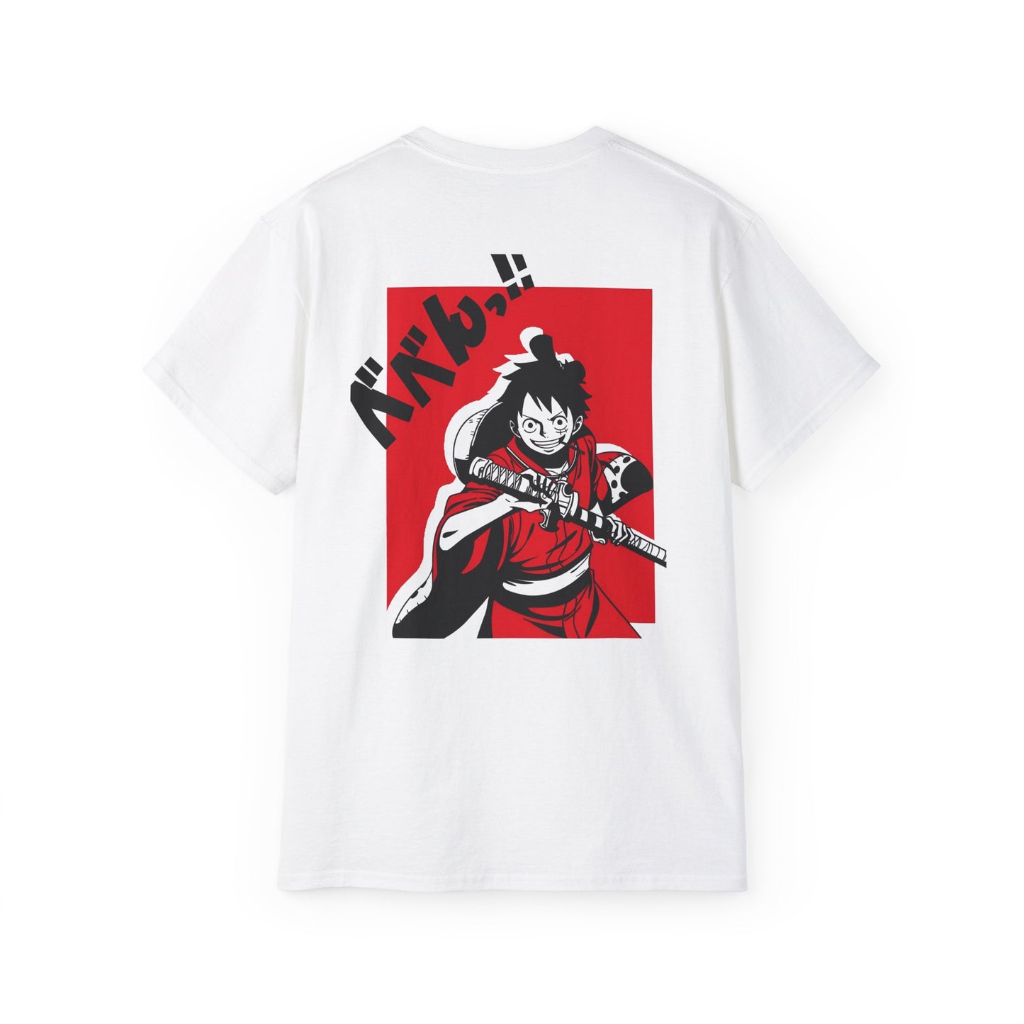 Samurai Anime Graphic Tee | Character Illustration, Red Black Panel