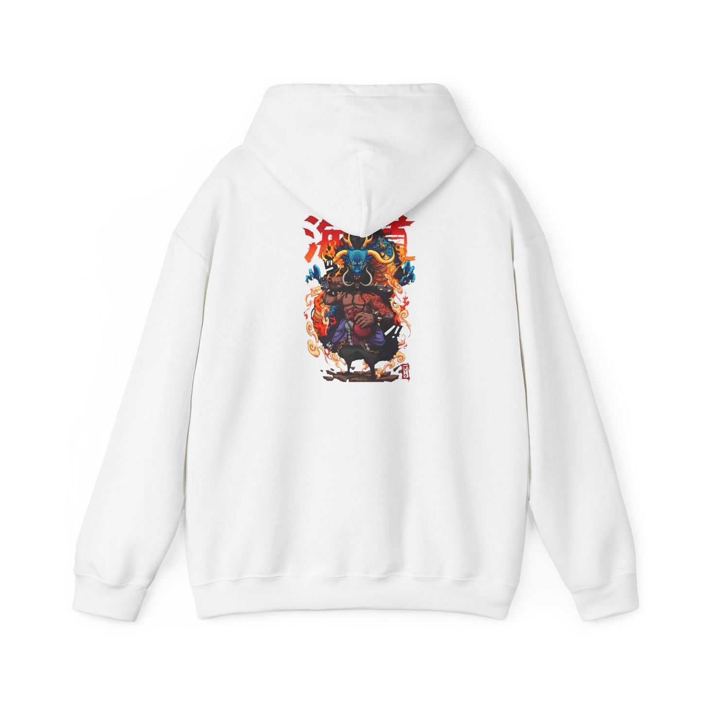 Blue Dragon & Samurai Hoodie | Japanese Oni Warrior Illustration
