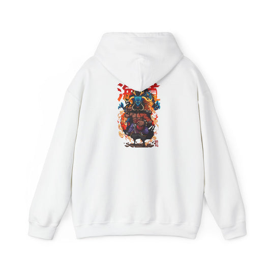 Blue Dragon & Samurai Hoodie | Japanese Oni Warrior Illustration